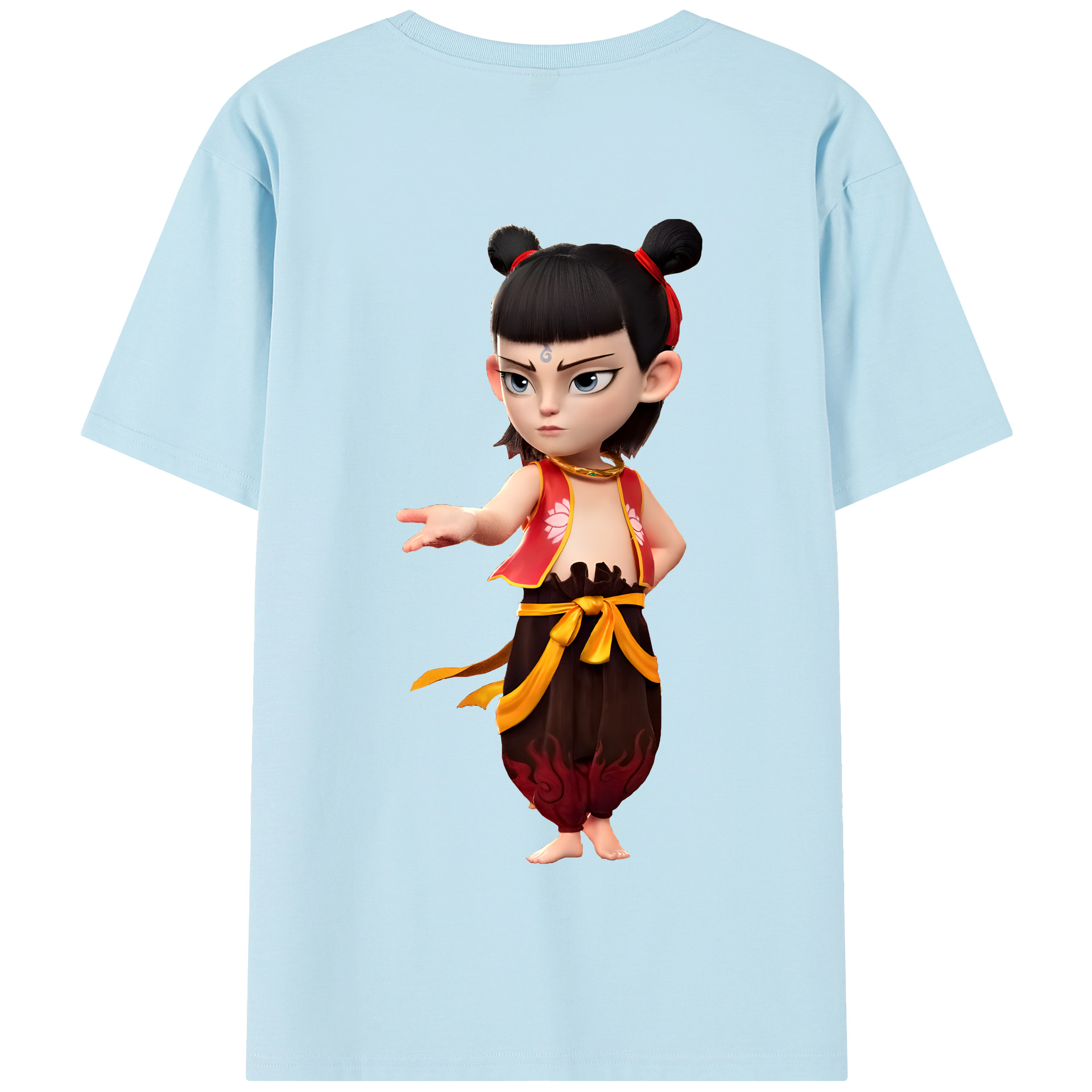 （画像用） Ne Zha 2 ナタ 魔童の大暴れ 綿100％半袖Tシャツ（背面プリント）